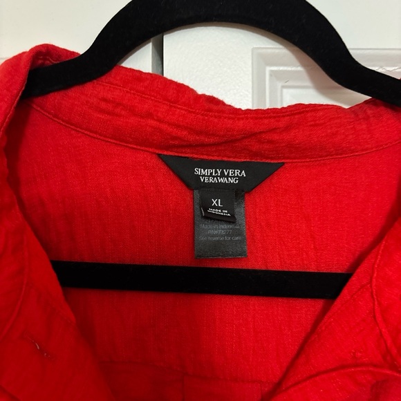 Simply Vera Vera Wang Red Short-Sleeve Blouse - Picture 3 of 3